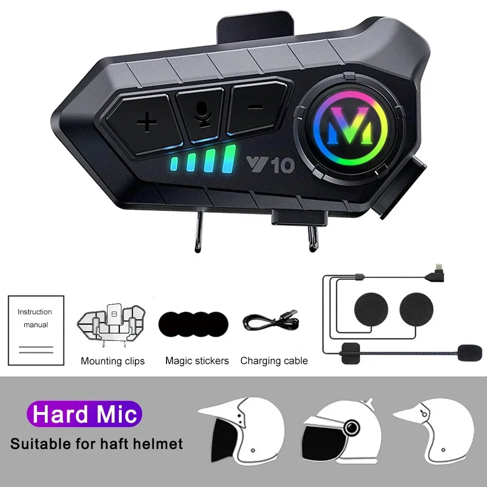 Helmet Bluetooth 5.3 Headset 2000Mah Ultra-Long Life Waterproof Noise Reduction High Definition MP3 Music Player Speaker