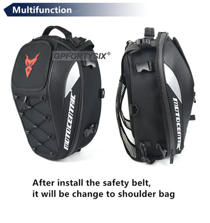 MOTOCENTRIC Motorcycle Back Seat Bags Waterproof Tail Bag Rear Seat Bag Multifunctional Motorbike Helmet Bag Moto Rider Backpack