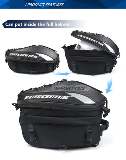 MOTOCENTRIC Motorcycle Back Seat Bags Waterproof Tail Bag Rear Seat Bag Multifunctional Motorbike Helmet Bag Moto Rider Backpack