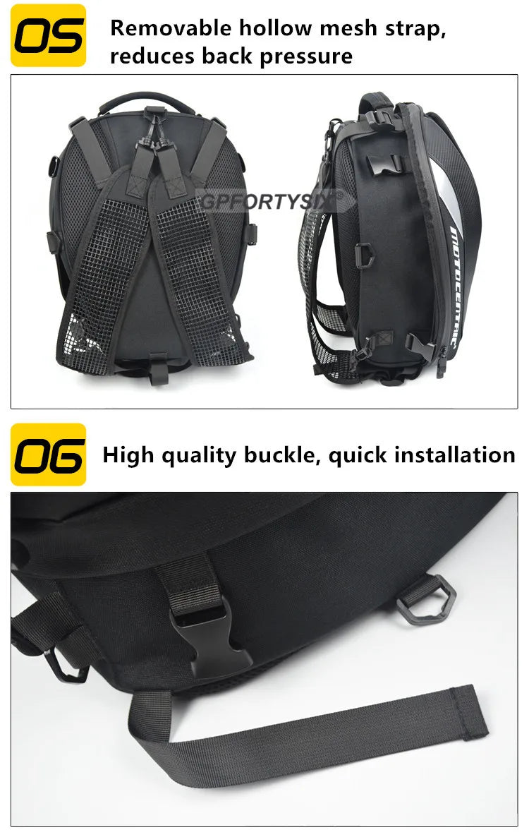 MOTOCENTRIC Motorcycle Back Seat Bags Waterproof Tail Bag Rear Seat Bag Multifunctional Motorbike Helmet Bag Moto Rider Backpack
