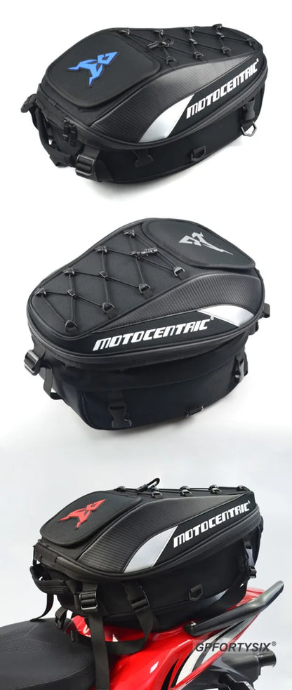 MOTOCENTRIC Motorcycle Back Seat Bags Waterproof Tail Bag Rear Seat Bag Multifunctional Motorbike Helmet Bag Moto Rider Backpack