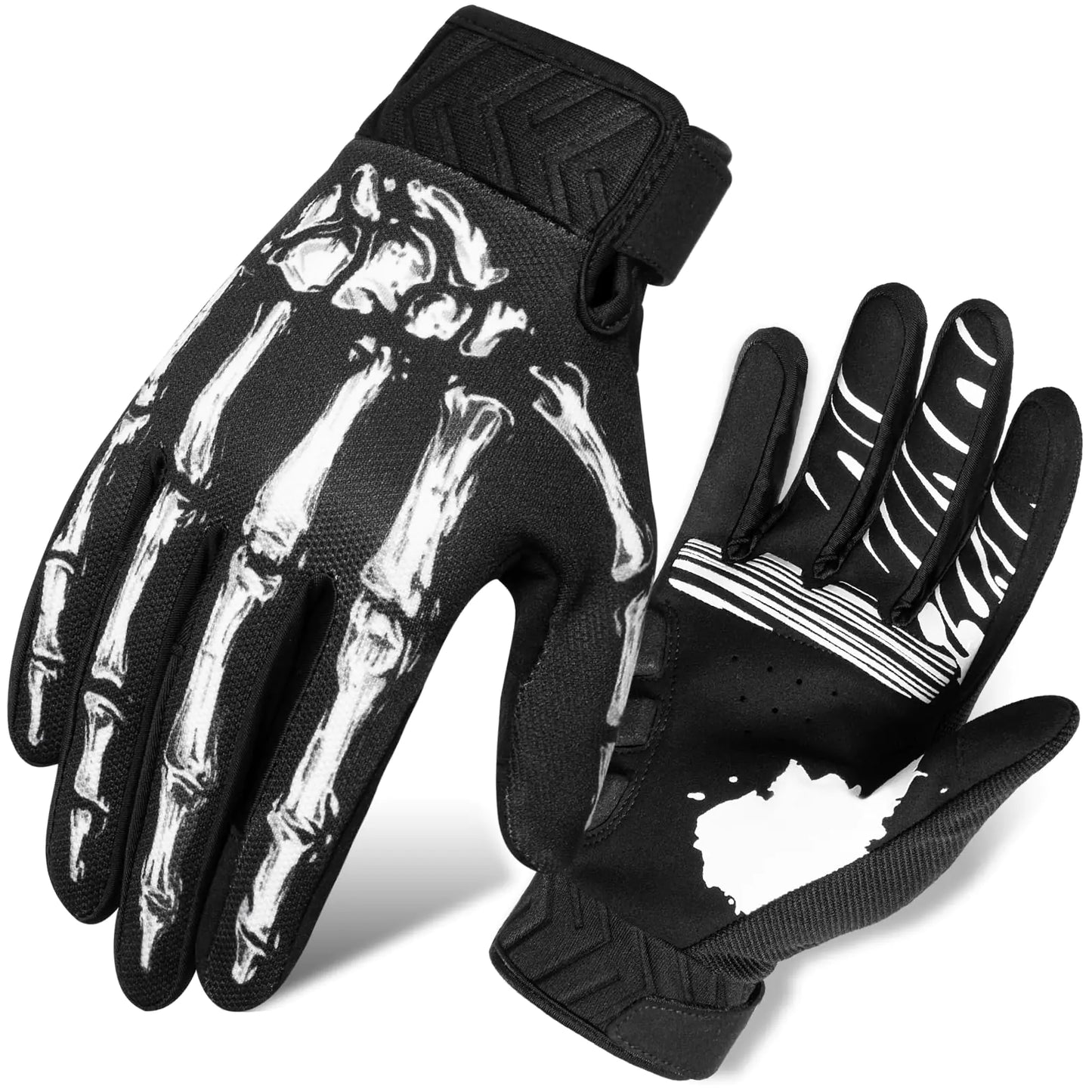 RIGWARL Skeleton Gloves Touchscreen Breathable Skeleton Motorcycle Gloves Bike Gloves for Men Women Cycling Anti-Slip 5MM Padded Skull Cycling Gloves Mountain Bike Gloves for MTB Dirt Bike