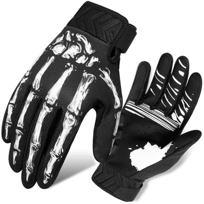 RIGWARL Skeleton Gloves Touchscreen Breathable Skeleton Motorcycle Gloves Bike Gloves for Men Women Cycling Anti-Slip 5MM Padded Skull Cycling Gloves Mountain Bike Gloves for MTB Dirt Bike