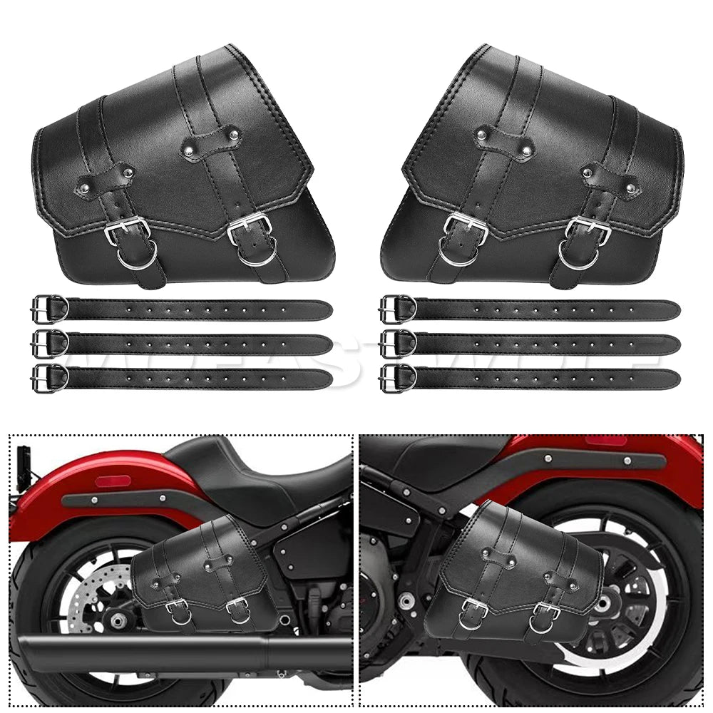 Motorcycle Bag For Harley Sportster Honda Suzuki Yamaha Kawasaki Leather Motorcycle Saddle Bag Waterproof Side Bags Tool Pouch
