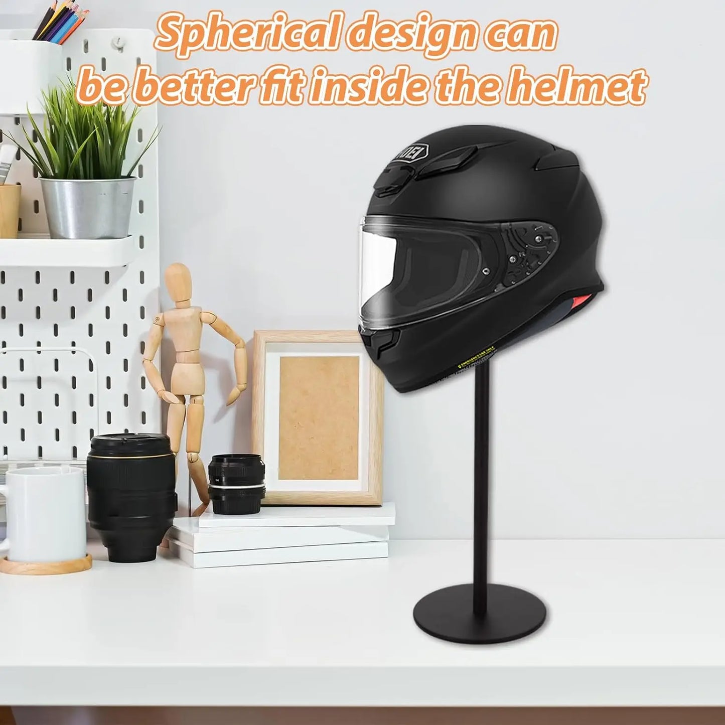 Helmet Stands, Rotatable, for Motorcycle Helmets, Hats, Hats and Rugby Helmets, Black, 3 Pieces Standing Helmet Stand
