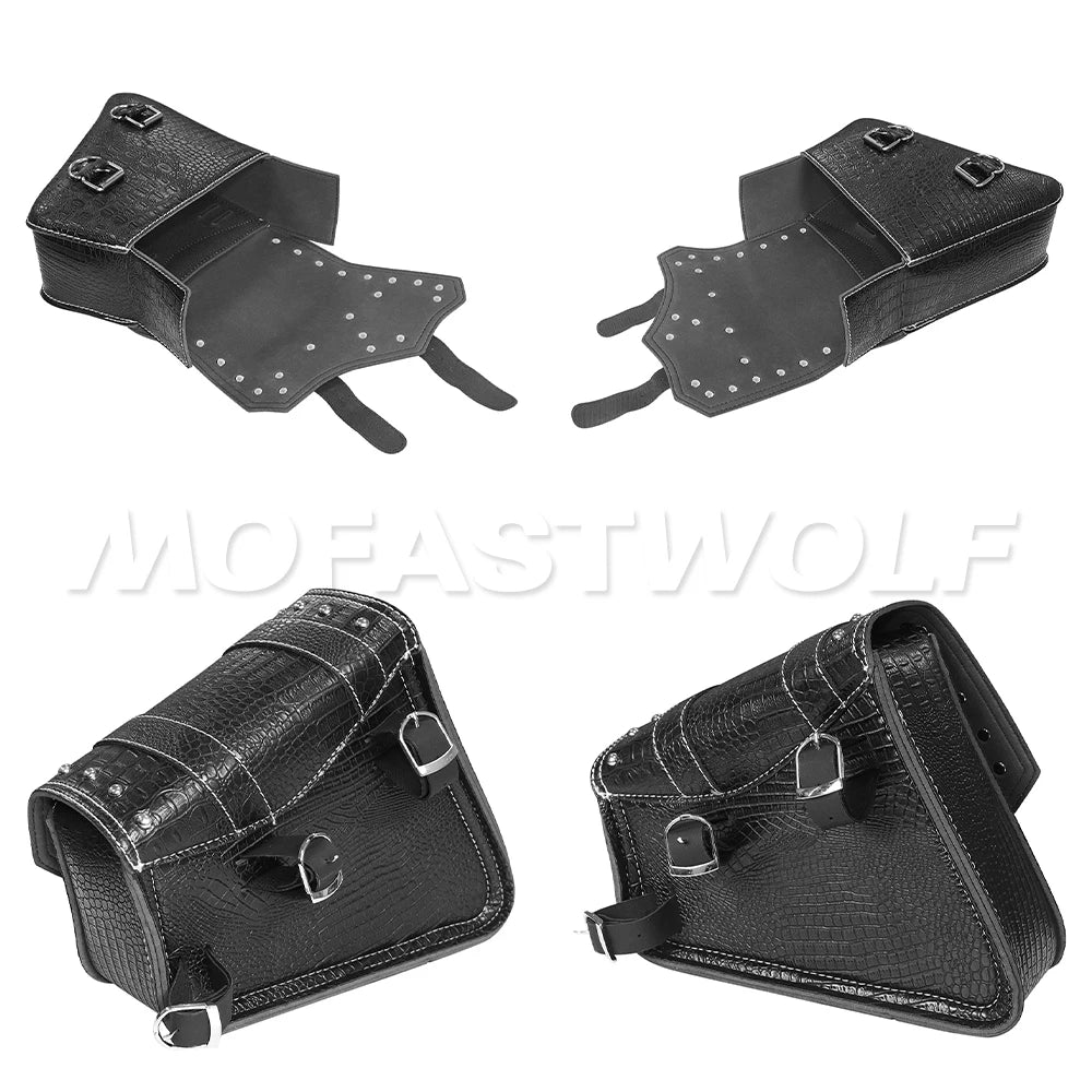 Motorcycle Bag For Harley Sportster Honda Suzuki Yamaha Kawasaki Leather Motorcycle Saddle Bag Waterproof Side Bags Tool Pouch