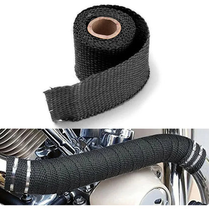 Motorcycle Car Exhaust Pipe Wrap Tape Heat Wrap Blue Black 1.5 Meters Car Exhaust Pipe Wrap Insulation Fiber Tape Auto Accessory