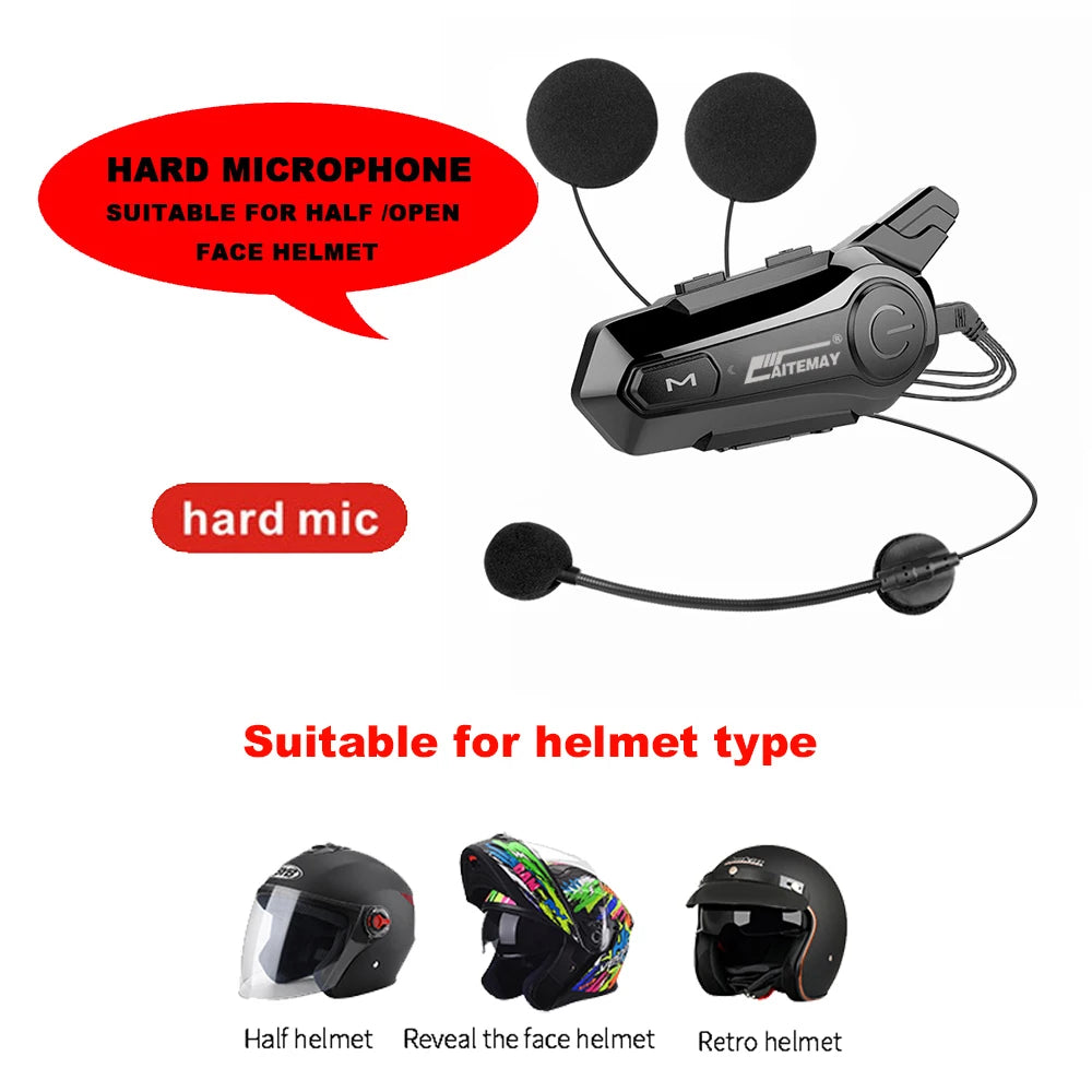 Moto Helmet Intercom Headset Bluetooth-compatible 5.0 Motorcycle Earphones Wireless Interphone Speaker Headphone Handsfree Call