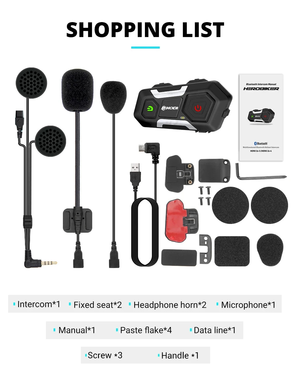 Waterproof Motorcycle Intercom Helmet Headset Helmet Speaker Interphone Moto Headset Wireless Intercomunicador 1200M