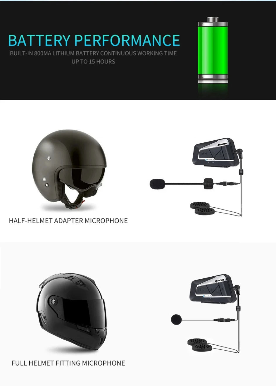 Waterproof Motorcycle Intercom Helmet Headset Helmet Speaker Interphone Moto Headset Wireless Intercomunicador 1200M