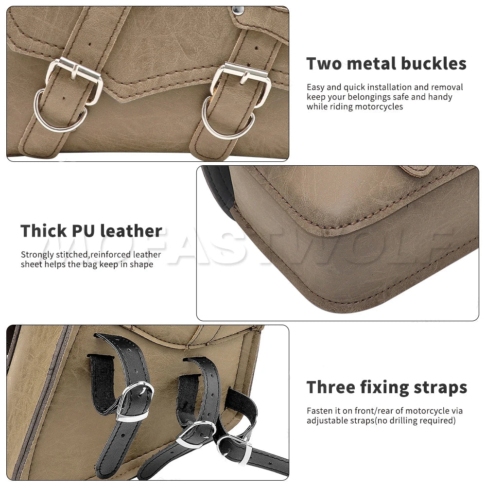 Motorcycle Bag For Harley Sportster Honda Suzuki Yamaha Kawasaki Leather Motorcycle Saddle Bag Waterproof Side Bags Tool Pouch