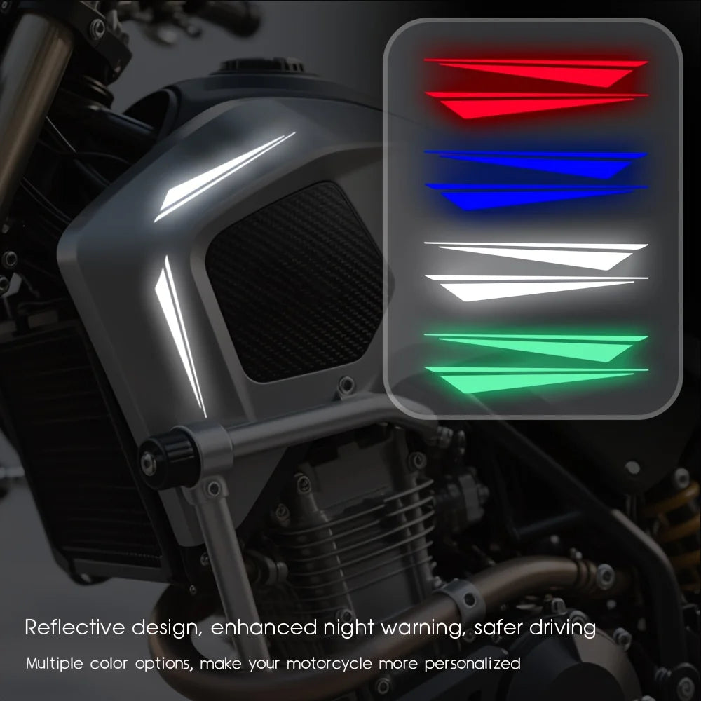 2PCS/SET Motorcycle Stickers with Reflective Geometric Motif, Easy to Apply, Boosting Safety & Personality