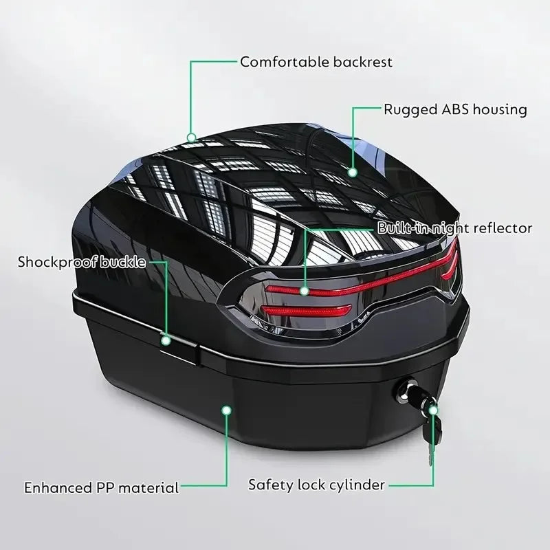1pc 35L Motorcycle Top Box, Motorcycle Trunk ABS Material Wear-Resistant with Lock, Motorcycle Accessories,Motorcycle Helmet