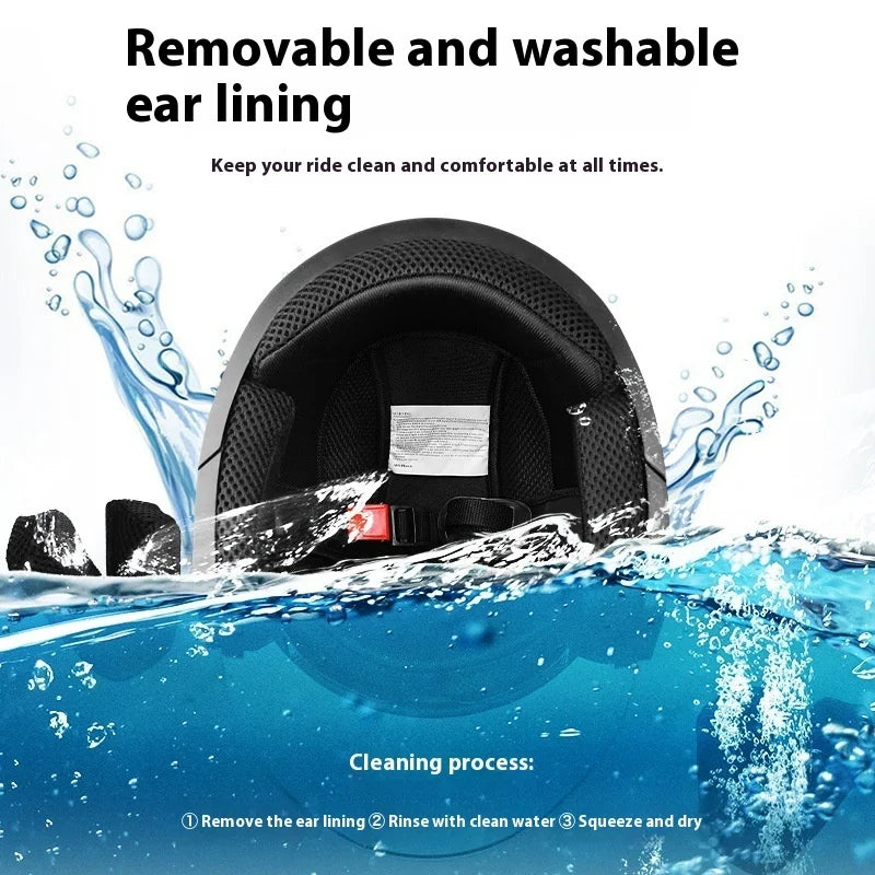 Motorcycle Open Face Helmet For Men And Women Dual Lens Sun Visor Face Shield Top Lightweight Scooter Bike Retro 3/4 Helmet