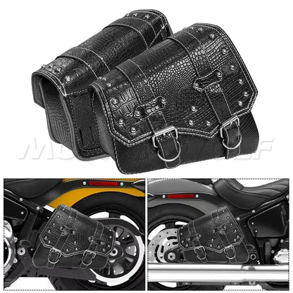 Motorcycle Bag For Harley Sportster Honda Suzuki Yamaha Kawasaki Leather Motorcycle Saddle Bag Waterproof Side Bags Tool Pouch