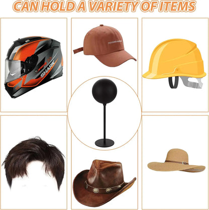 Helmet Stands, Rotatable, for Motorcycle Helmets, Hats, Hats and Rugby Helmets, Black, 3 Pieces Standing Helmet Stand