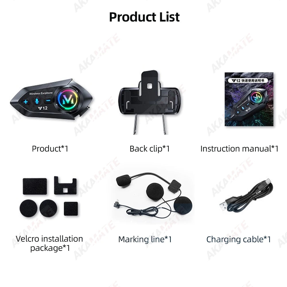 Motorcycle Helmet Bluetooth Headset Super Long Standby Wireless Hands-free Music Player Speaker Waterproof  Motorbike Earphone