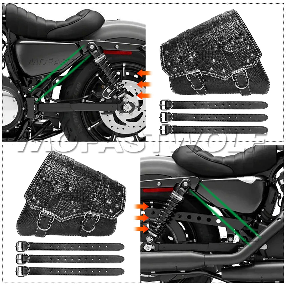 Motorcycle Bag For Harley Sportster Honda Suzuki Yamaha Kawasaki Leather Motorcycle Saddle Bag Waterproof Side Bags Tool Pouch