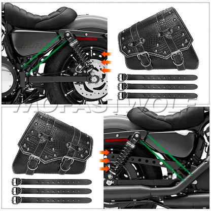 Motorcycle Bag For Harley Sportster Honda Suzuki Yamaha Kawasaki Leather Motorcycle Saddle Bag Waterproof Side Bags Tool Pouch