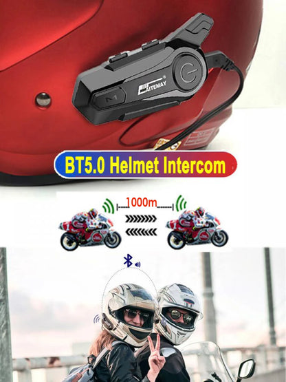 Moto Helmet Intercom Headset Bluetooth-compatible 5.0 Motorcycle Earphones Wireless Interphone Speaker Headphone Handsfree Call