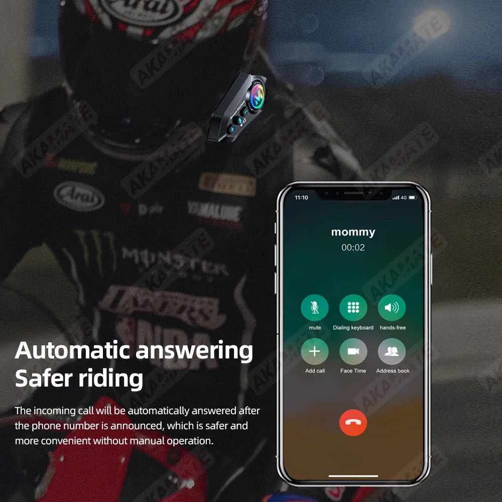 Motorcycle Helmet Bluetooth Headset Super Long Standby Wireless Hands-free Music Player Speaker Waterproof  Motorbike Earphone