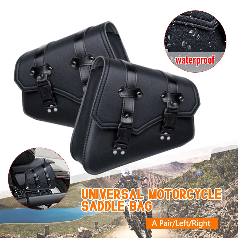 Motorcycle Side Bags Saddlebags Leather Saddle Bag Side Luggage Storage Tool For Honda/Suzuki/Yamaha Pouch Bag Universal