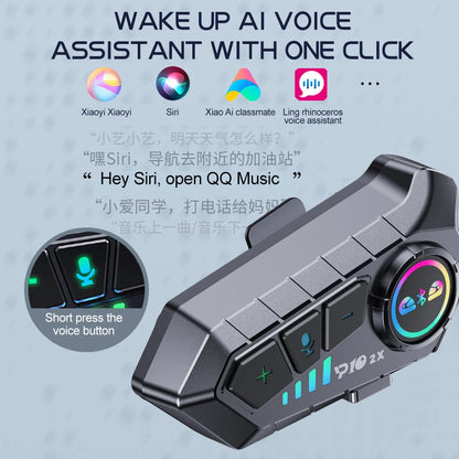 Kebidumei YP10 2X Wireless Bluetooth5.3 Motorcycle Helmet Intercom Headset Waterproof 300 m Intercomunicador Speaker Earphone