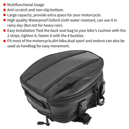 Motorcycle Rear Seat Bag Waterproof Back Saddle Helmet Tail Luggage Bags Box Rear Seat Bag Tail Luggage Box Motorcycle Tail Bag