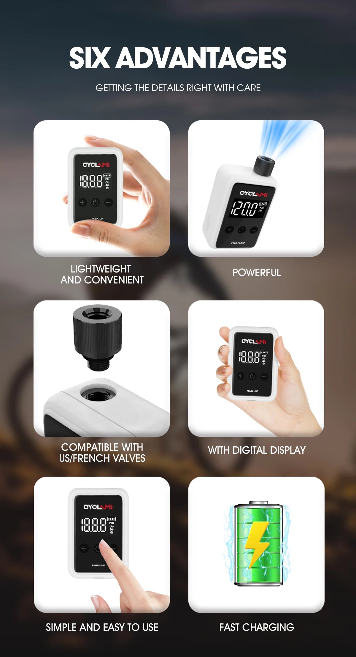 150PSI Portable Pocket Bike Electric Air Pump Schrader Presta Valve MTB MINI Rechargeable Compressor Tire Inflator CYCLAMI HW125