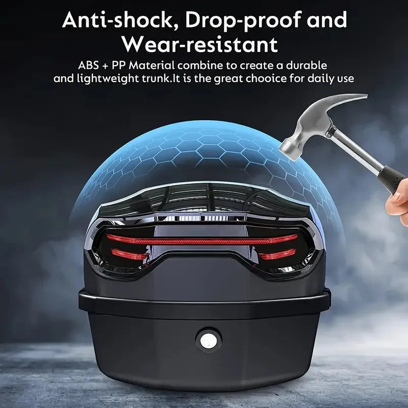 1pc 35L Motorcycle Top Box, Motorcycle Trunk ABS Material Wear-Resistant with Lock, Motorcycle Accessories,Motorcycle Helmet