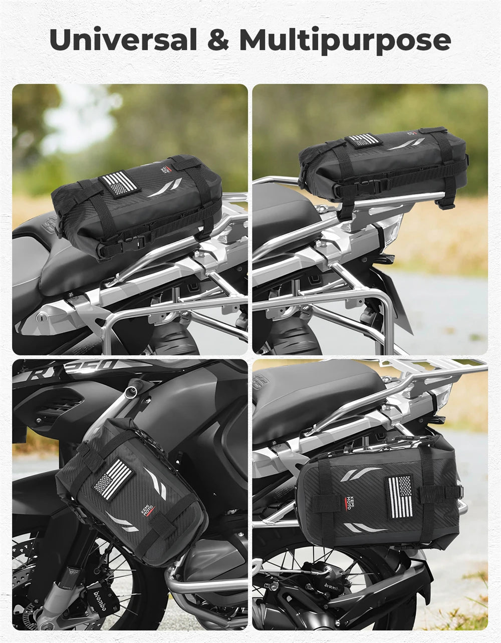 Motorcycle Side Bags 3.5L Waterproof Outdoor Adventure Crash Bar Fender Bag Motorbike Motocross Dirt Bike Frame Tool Saddle Bag