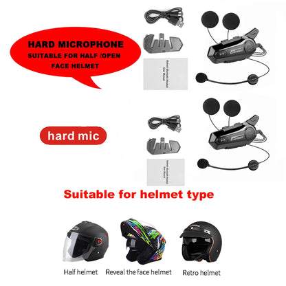 Moto Helmet Intercom Headset Bluetooth-compatible 5.0 Motorcycle Earphones Wireless Interphone Speaker Headphone Handsfree Call