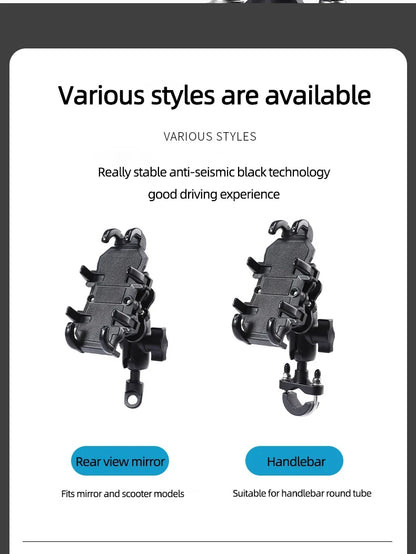 Motorcycle Phone Mount Holder With Shock Absorption & Shockproof Clip - Secure Phone Mount for Motorcycle Riding phone holder