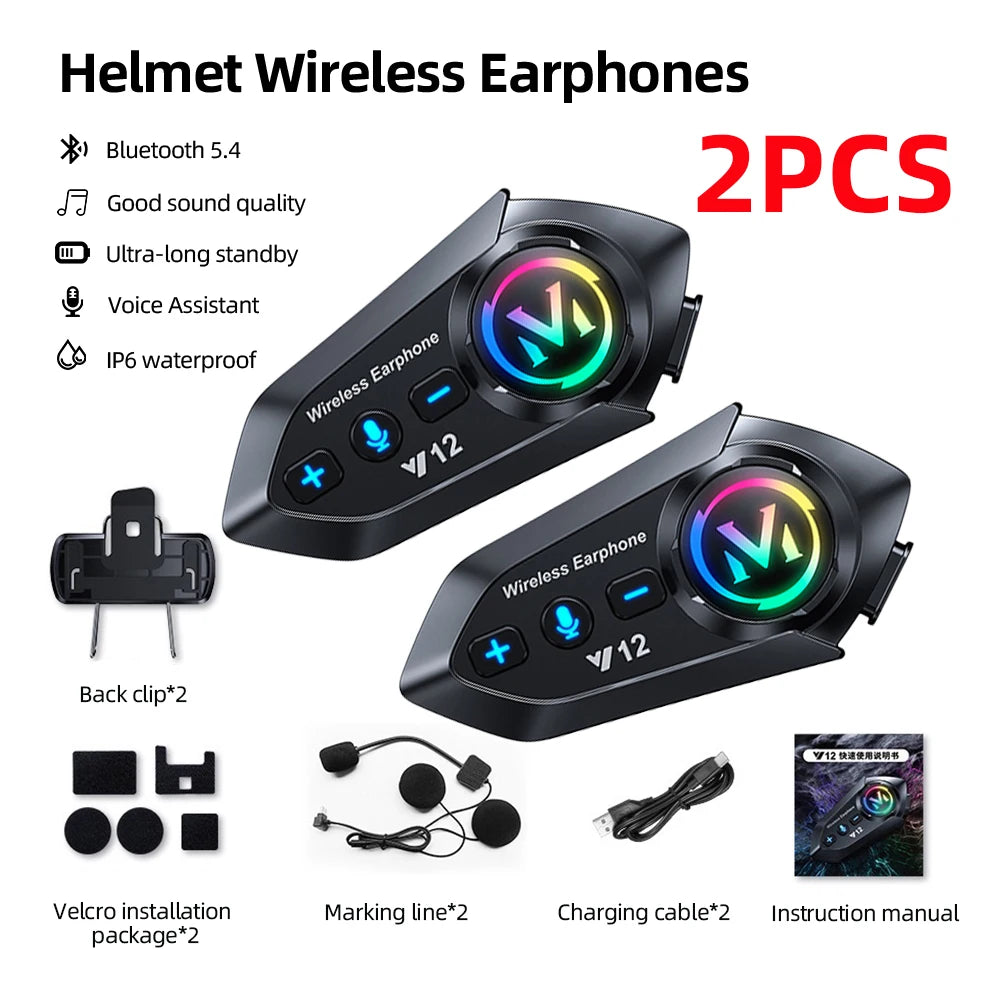 Motorcycle Helmet Bluetooth Headset Super Long Standby Wireless Hands-free Music Player Speaker Waterproof  Motorbike Earphone