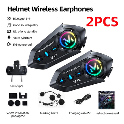 Motorcycle Helmet Bluetooth Headset Super Long Standby Wireless Hands-free Music Player Speaker Waterproof  Motorbike Earphone
