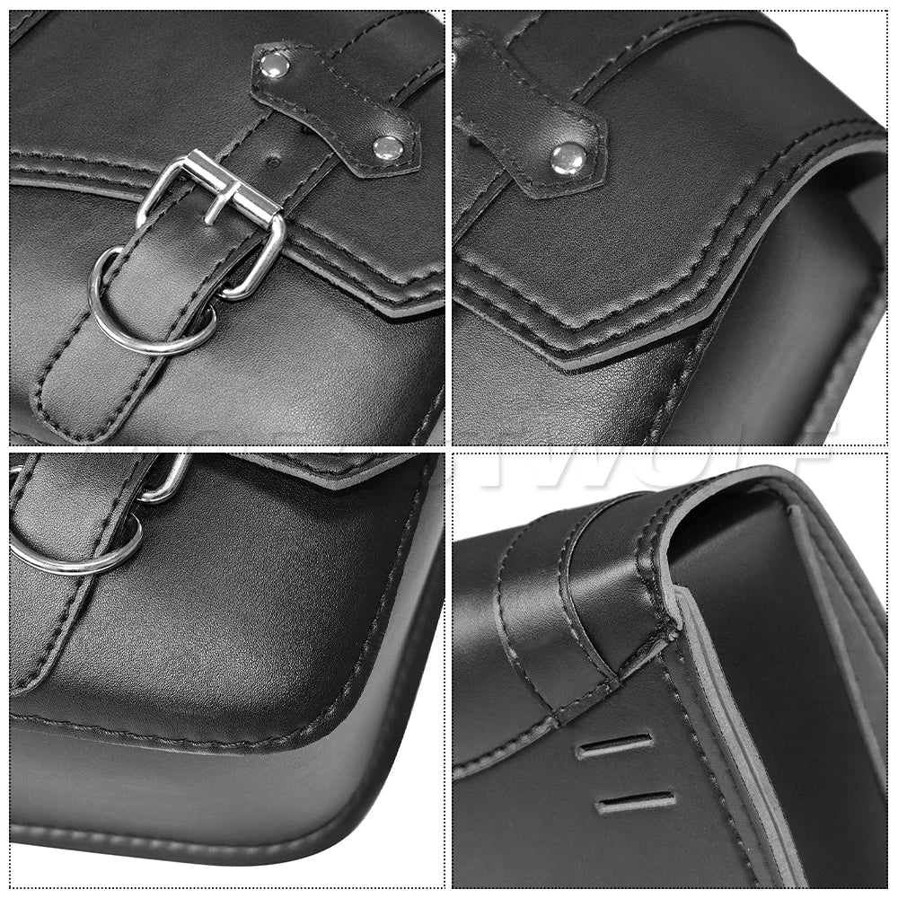 Motorcycle Bag For Harley Sportster Honda Suzuki Yamaha Kawasaki Leather Motorcycle Saddle Bag Waterproof Side Bags Tool Pouch