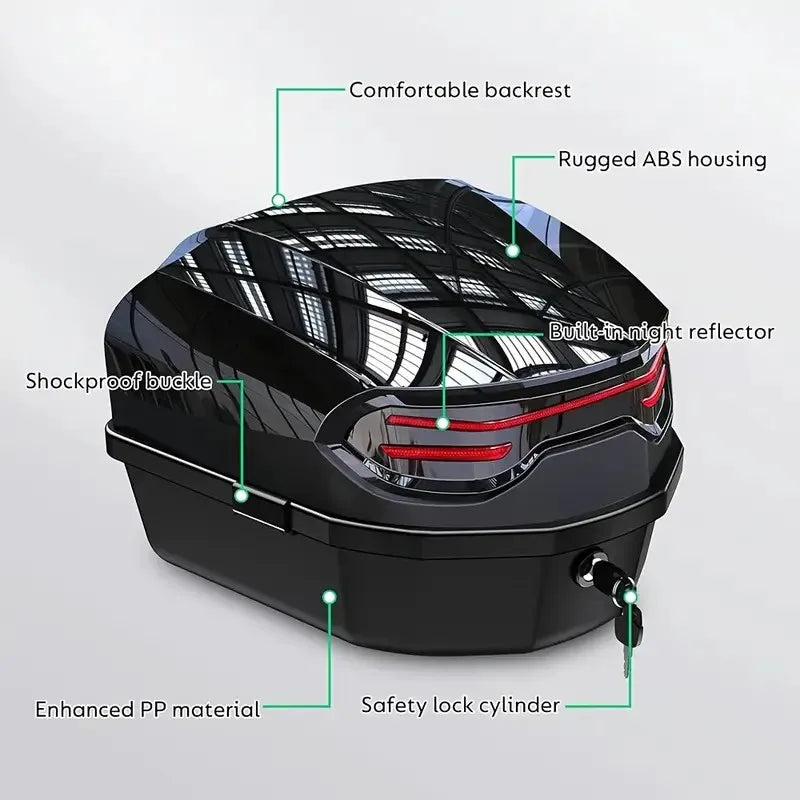 1pc 35L Motorcycle Top Box, Motorcycle Trunk ABS Material Wear-Resistant with Lock, Motorcycle Accessories,Motorcycle Helmet