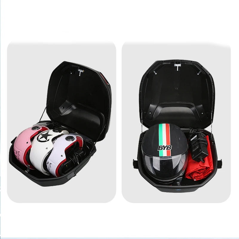 Motorcycle Tail Box Scooter Boots Trunk Cool ABS+PP Solid Case For Full Helmet Storage Organizer luggage Box Tail Box Back