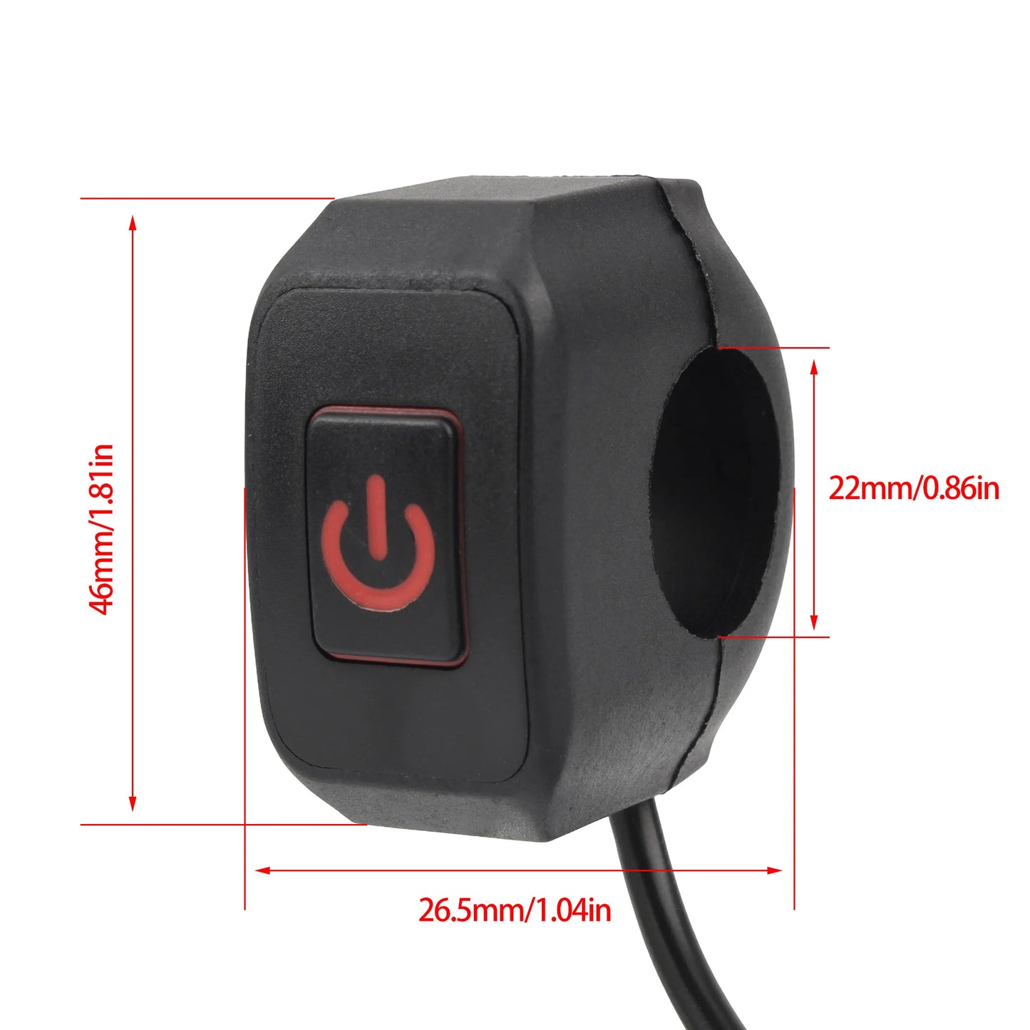 Motorcycle Switch Button 12V 22MM Waterproof With LED Light Scooters Modified Control Parts ON/OFF Display Lamp Switch