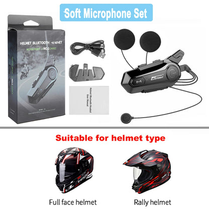 Moto Helmet Intercom Headset Bluetooth-compatible 5.0 Motorcycle Earphones Wireless Interphone Speaker Headphone Handsfree Call
