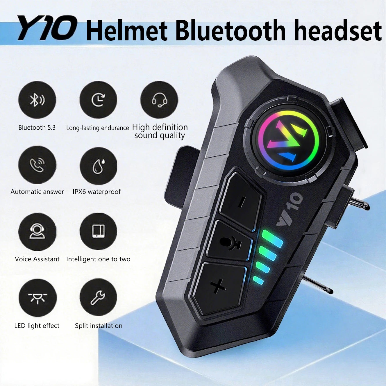 Helmet Bluetooth 5.3 Headset 2000Mah Ultra-Long Life Waterproof Noise Reduction High Definition MP3 Music Player Speaker
