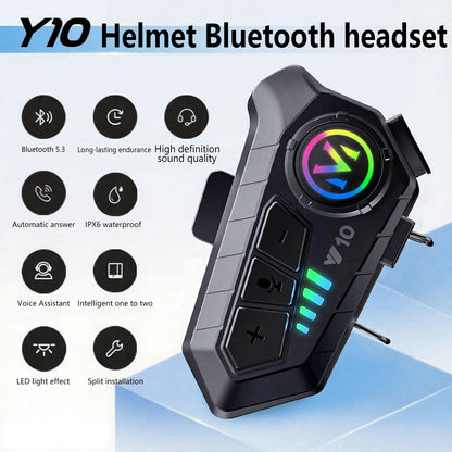 Helmet Bluetooth 5.3 Headset 2000Mah Ultra-Long Life Waterproof Noise Reduction High Definition MP3 Music Player Speaker