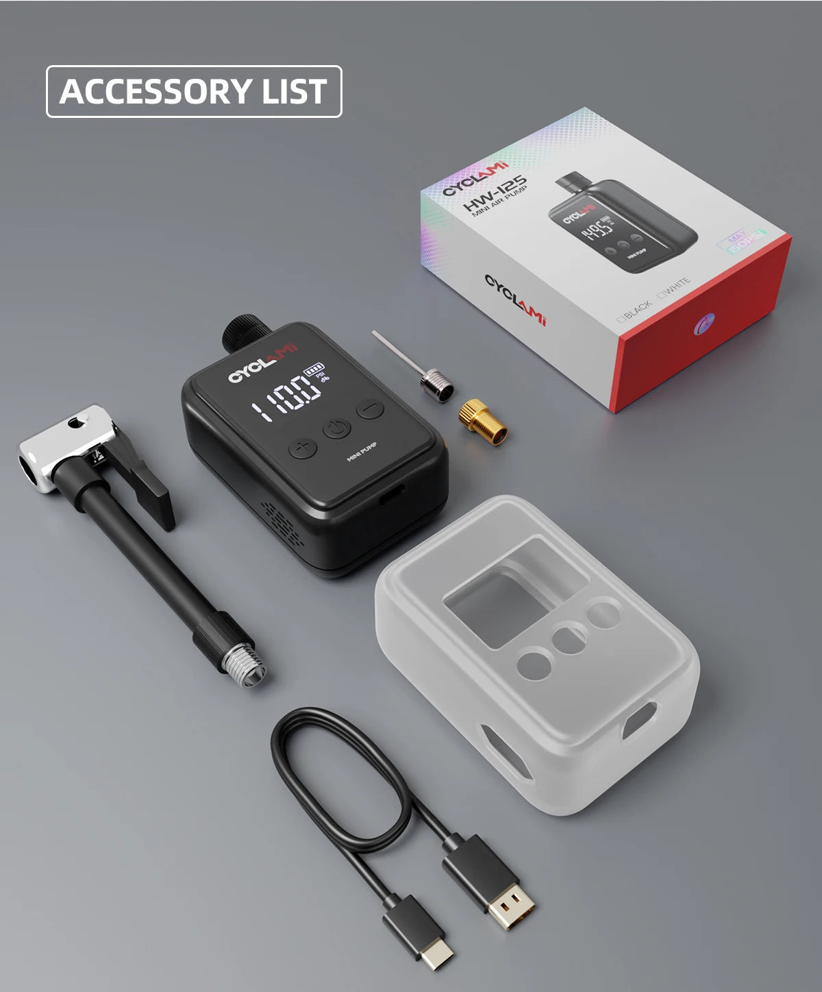 150PSI Portable Pocket Bike Electric Air Pump Schrader Presta Valve MTB MINI Rechargeable Compressor Tire Inflator CYCLAMI HW125