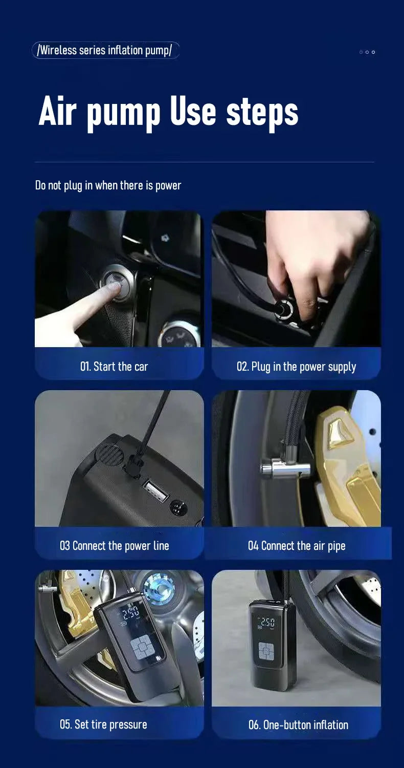 Air Compressor Air Pump For Car Portable Tyre Inflator Electric Motorcycle Pump Air Compressor For Car Motorcycles Bicycles