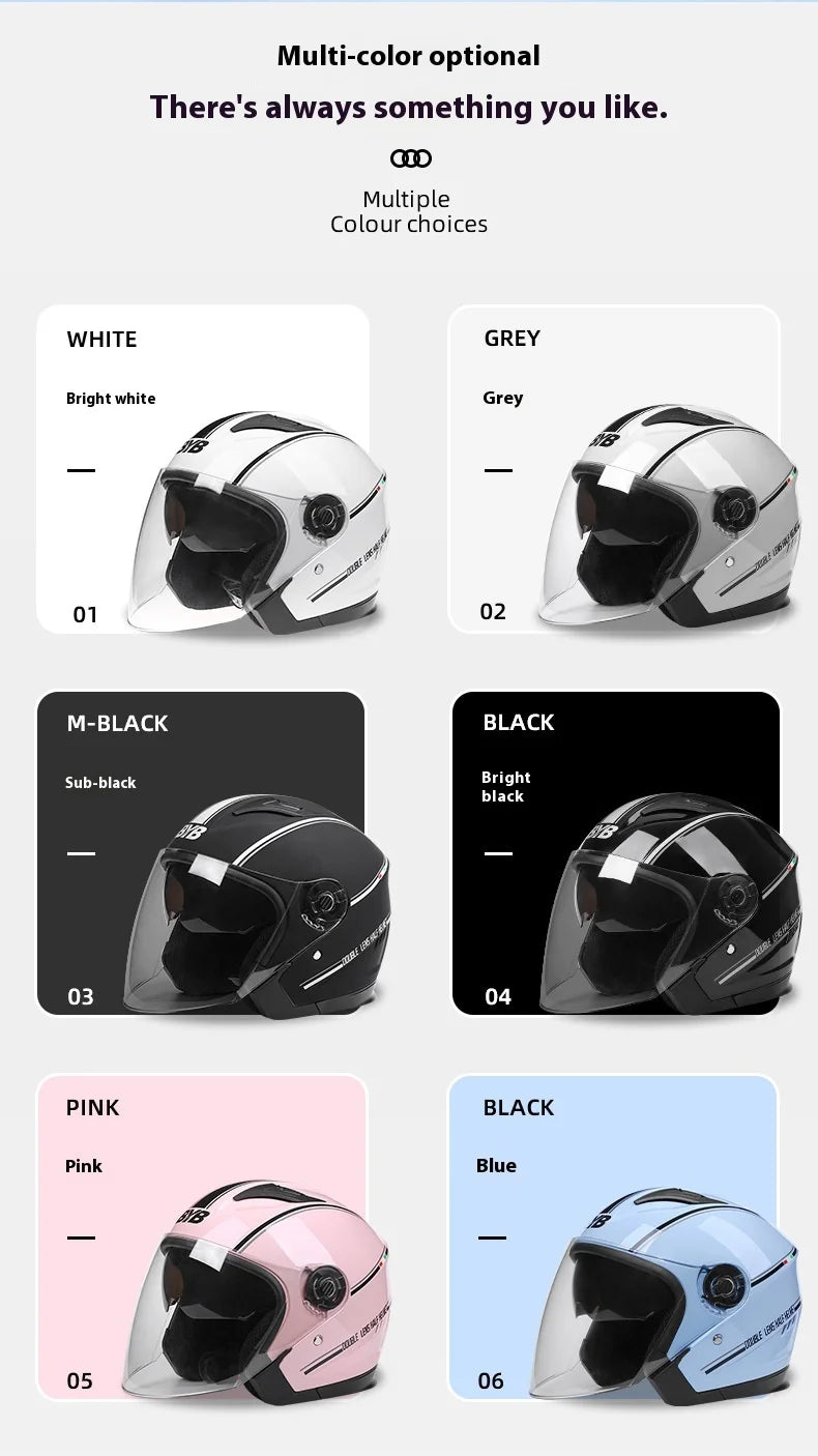 Motorcycle Open Face Helmet For Men And Women Dual Lens Sun Visor Face Shield Top Lightweight Scooter Bike Retro 3/4 Helmet