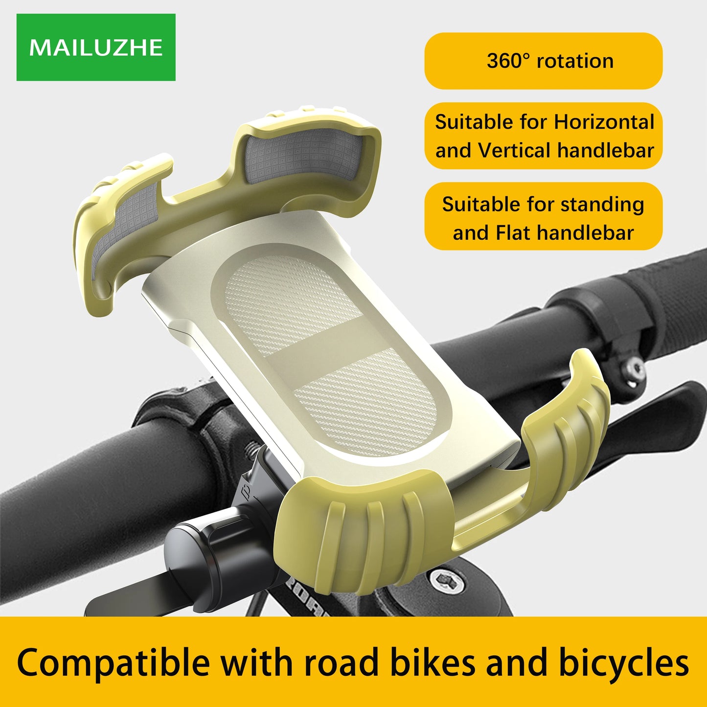Bike Phone Holder, [2024 Upgrade] Motorcycle Phone Mount, Bicycle Phone Holder, Handlebar Phone Mount, iPhone Bike Mount, Bike A