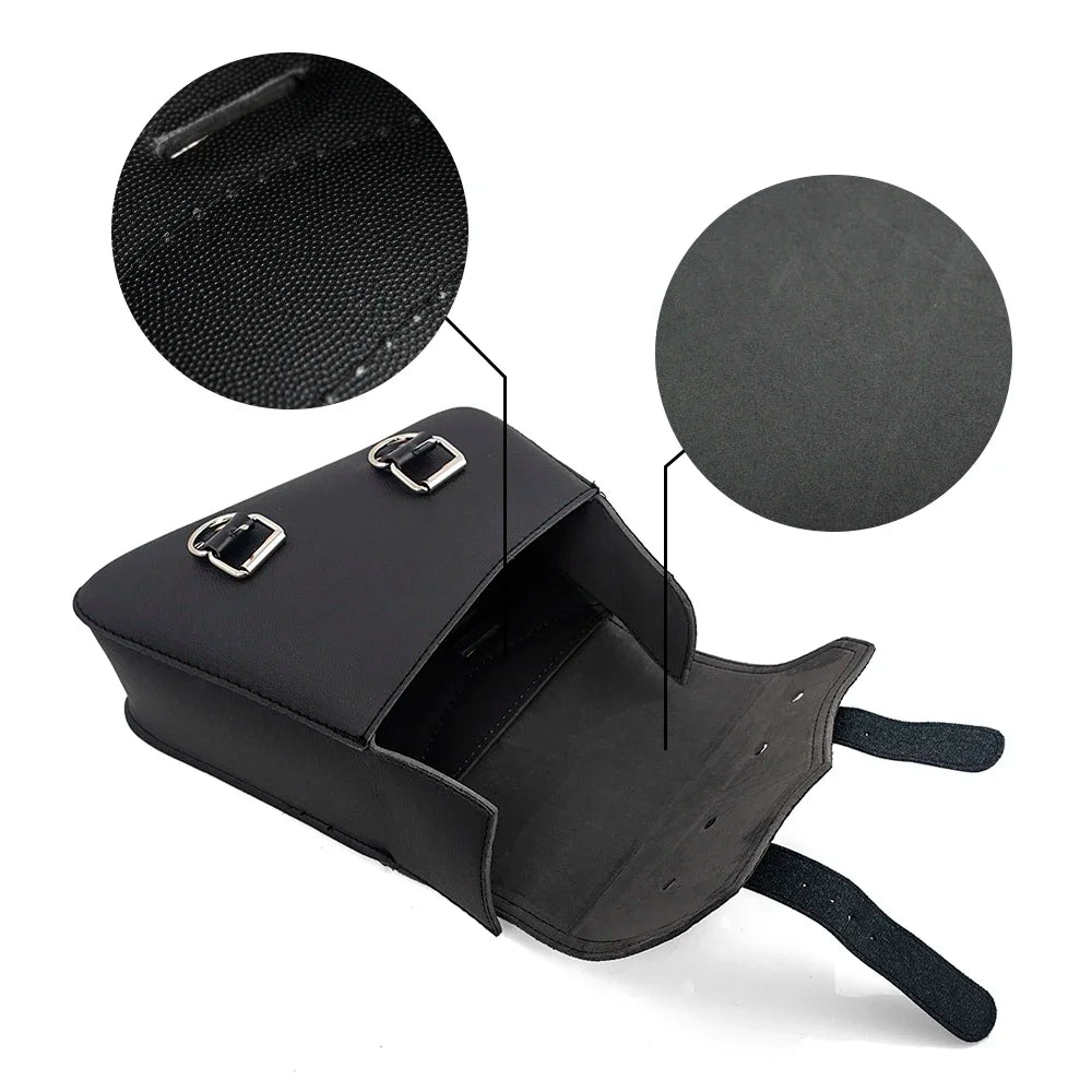 Motorcycle Side Saddle Bags PU Leather Swing Arm Tool Bag Bottle Holder Cafe Racer Storage Luggage Bag Waterproof For Cruiser