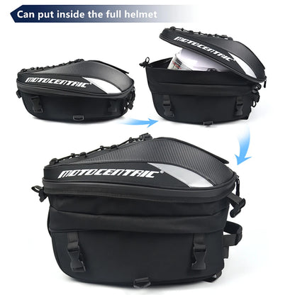 MOTOCENTRIC Motorcycle Back Seat Bags Waterproof Tail Bag Rear Seat Bag Multifunctional Motorbike Helmet Bag Moto Rider Backpack
