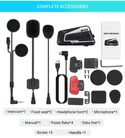 Waterproof Motorcycle Intercom Helmet Headset Helmet Speaker Interphone Moto Headset Wireless Intercomunicador 1200M