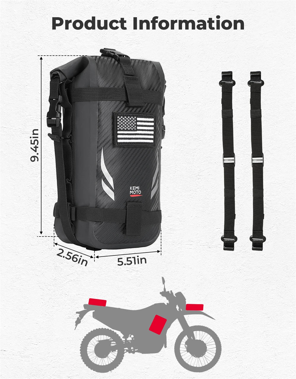 Motorcycle Side Bags 3.5L Waterproof Outdoor Adventure Crash Bar Fender Bag Motorbike Motocross Dirt Bike Frame Tool Saddle Bag
